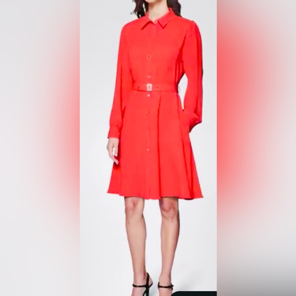Karl Lagerfeld Vibrant Red Long Sleeve Dress